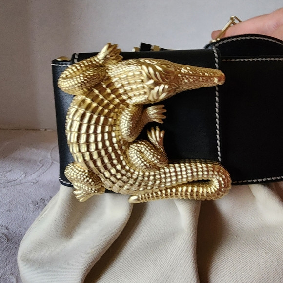 Barry Kieselstein-Cord Vintage Shoulder Bag with Alligator Accent, EUC - Picture 4 of 16